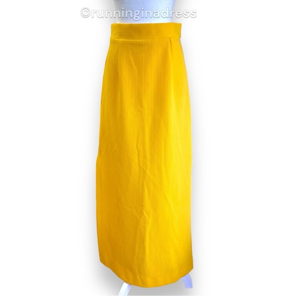 Vintage 70’s Yellow High Waisted Double Side Slit Maxi Skirt See Measurement - Picture 4 of 16
